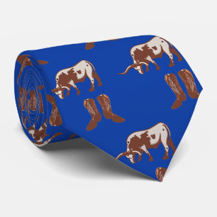 Gravata Western Cowboy Boots Longhorn Steer Necktie