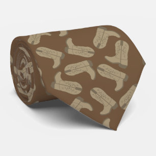 Gravata Western Cowboy Boots Tan Brown Necktie