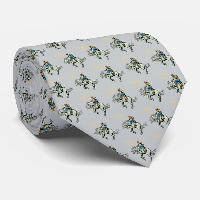 Gravata Western Rodeo Bronc Rider Mens Necktie (Rolled)
