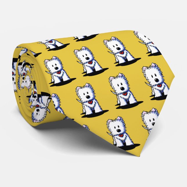 Gravata Westie Terrier KiniArt Neck Tie (Rolled)