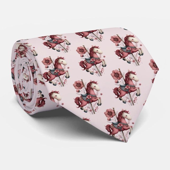 Gravata Whimsical Carousel Horse Image Pattern (Rolled)