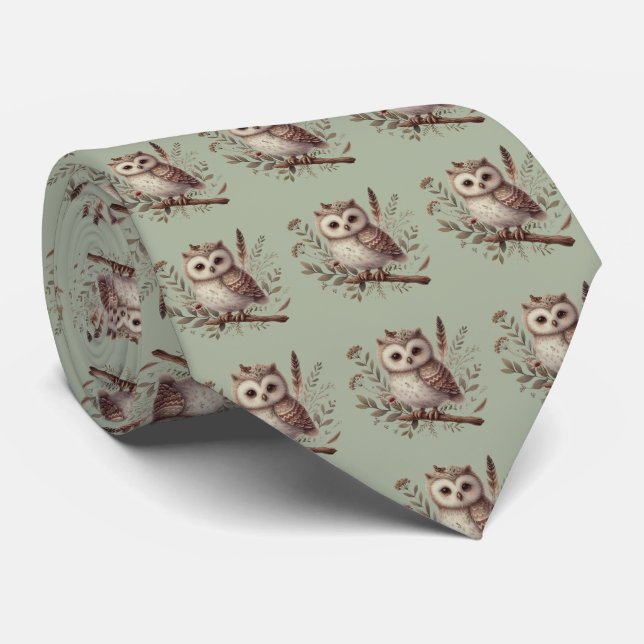 Gravata Whimsical Woodland Owl Botanical Illustration (Rolled)