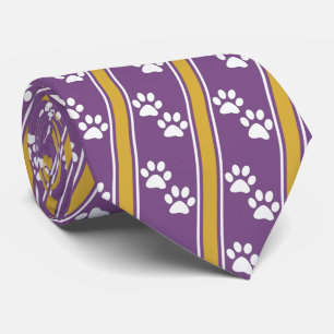 Gravata White Animal Paw Prints Team Sports Necktie