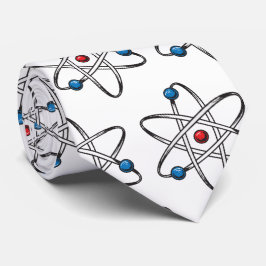 Gravata White Atom Molecule Patterna Ciência do Professor