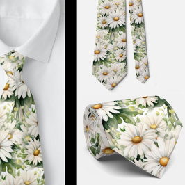 Gravata White Daisies Daisy Watercolor Floral