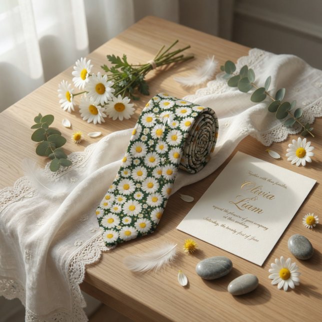 Gravata White Daisy Floral Wedding (Criador carregado)