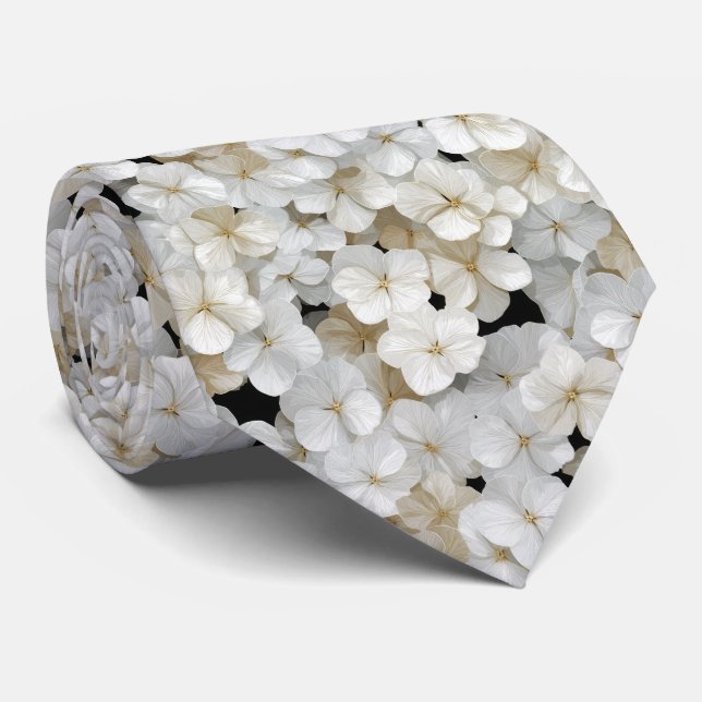 Gravata White Hydrangea Floral Pattern (Rolled)