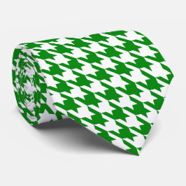 Gravata White Kelly Green Pied de Poule Houndstooth