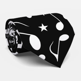 Gravata White Music Notes em preto