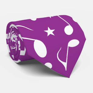 Gravata White Music Notes on Purple