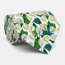 Gravata White Peace Lily Pattern