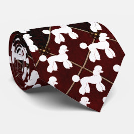 Gravata White Poodles on Plaid Necktie