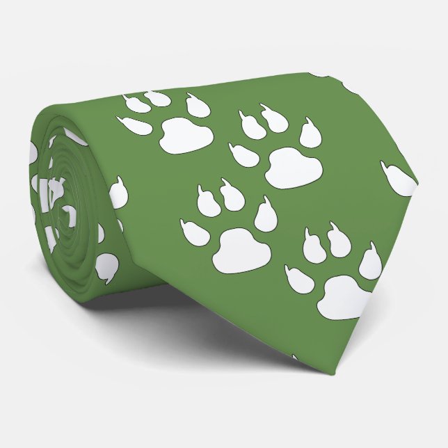 Gravata White Sports Mascot CLAW On Green (Rolled)