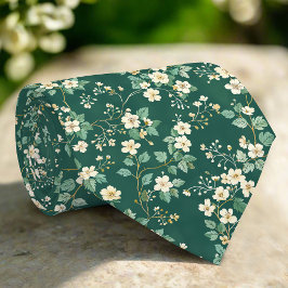 Gravata Wild Florals Leaves Nature Green Pattern