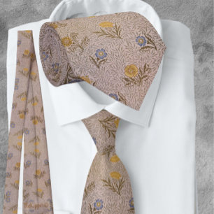 Gravata William * Morris Beige Flores em Pó