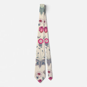 Gravata William Morris Daisy Padrão Floral Vermelho Laran