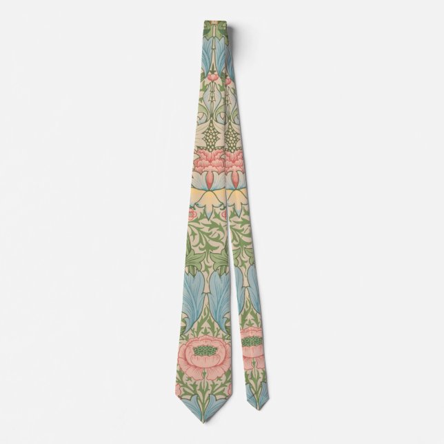 Gravata William Morris Flor de Murta Floral Botânico (Frente)