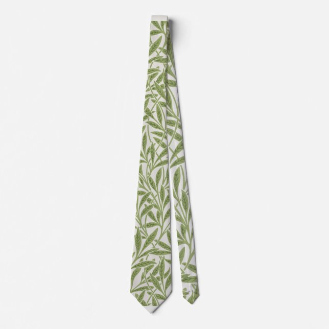 Gravata William Morris Green Floral Botanical Pattern (Frente)