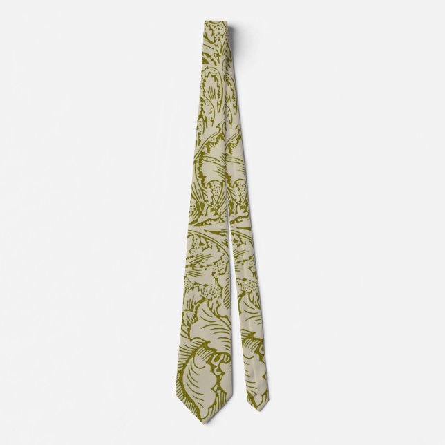 Gravata William Morris Poppy Classic Floral Green (Frente)