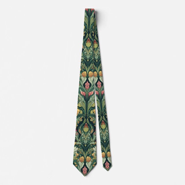 Gravata  William Morris Seaweed Vintage Floral art nouveau (Frente)