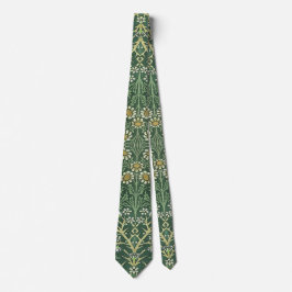 Gravata William Morris Verde Floral Vintage Margaridas Bra