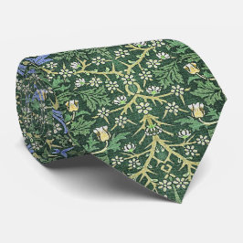 Gravata William Morris Verde Floral Vintage Margaridas Bra