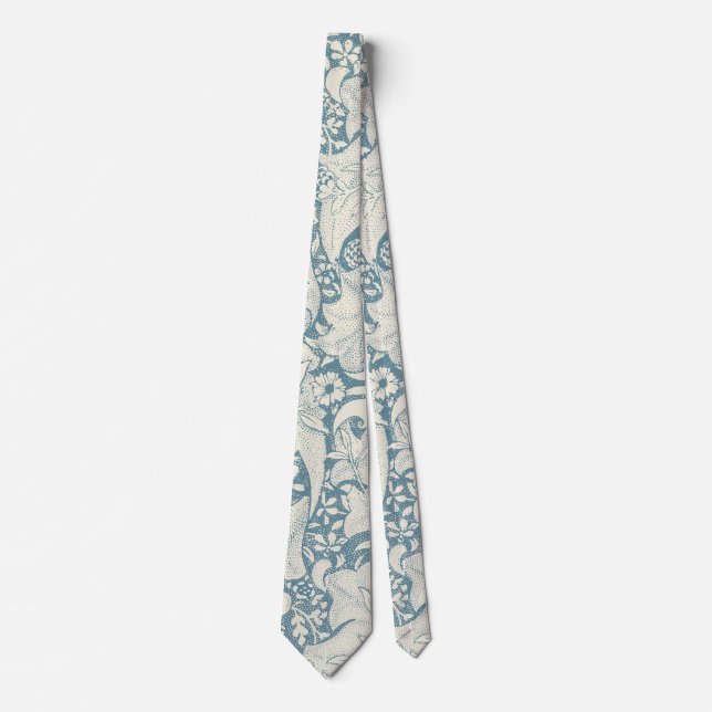 Gravata William Morris Wallflower Blue damask (Frente)
