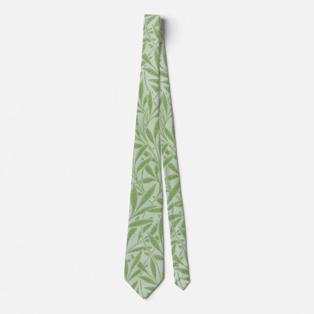 Gravata William Morris Willow Flor Classic Verde (Frente)