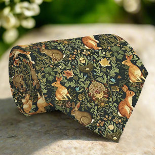 Gravata William Morris Woodland Coelhos Florais Natal