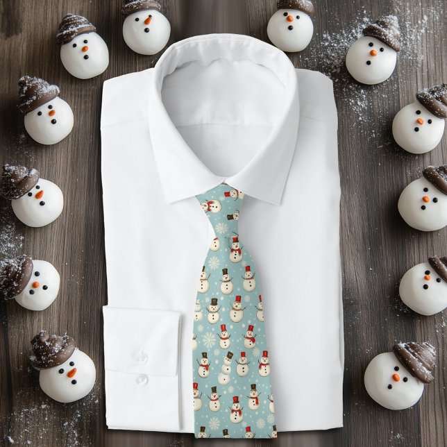 Gravata Winter Watercolor Whimsnowman Tie (Criador carregado)