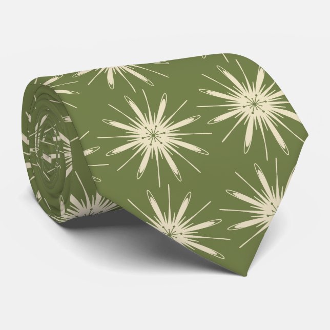 Gravata Wispy Snowflake Foulard OLive (Rolled)