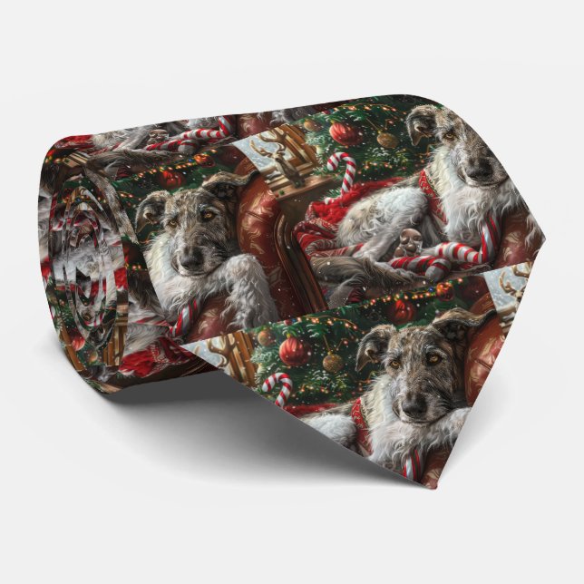 Gravata Wolf Hound Dog Natal Festivo (Rolled)