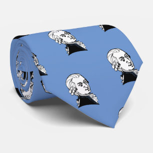 Gravata Wolfgang Amadeus Mozart em azul pescoço
