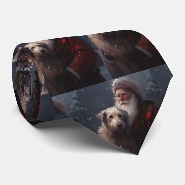 Gravata Wolfhound com Papai Noel Natal Festivo (Rolled)