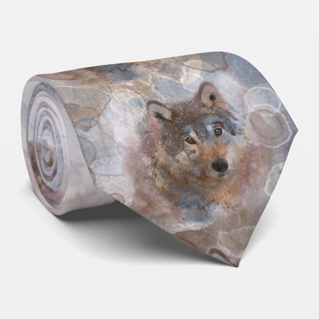 Gravata Wolfs de cor da água (Rolled)