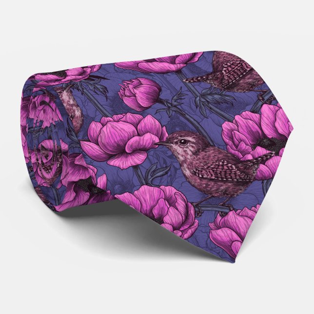 Gravata Wrens no jardim de anêmonas (Rolled)