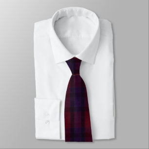 Gravata Xadrez Aconchegante Burgundy Marrom Roxo