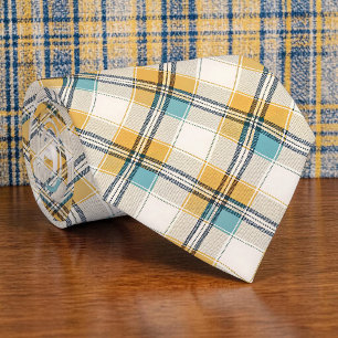 Gravata Xadrez Azul e Amarelo