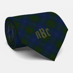 Gravata Xadrez Azul e Verde de Tartan Monograma