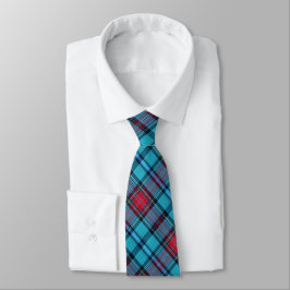 Gravata Xadrez Azul-índigo Intenso, Aquamarine, Vermelho e
