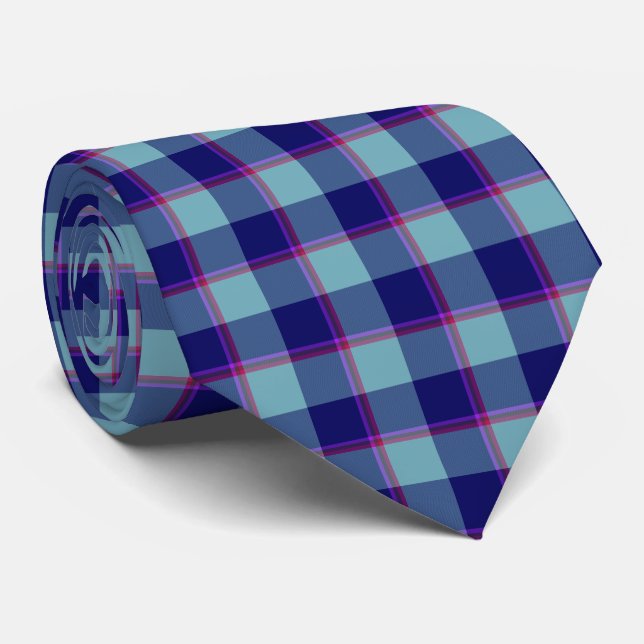 Gravata Xadrez Azul Neptune e Golfo (Rolled)