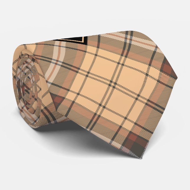 Gravata Xadrez bege e marrom (Rolled)