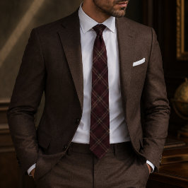 Gravata Xadrez Burgundy Windowpane