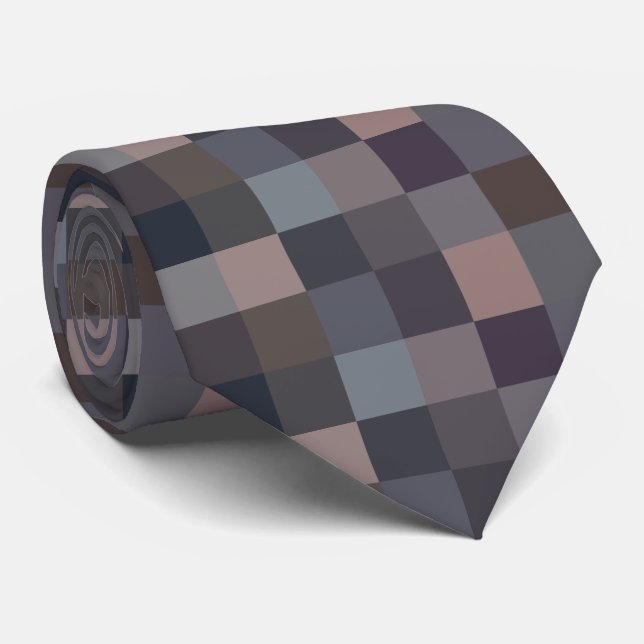 Gravata Xadrez Cinza (Rolled)