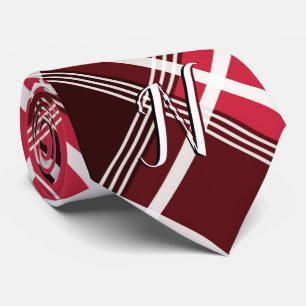 Gravata Xadrez Clássica de Tartan Vermelho Monograma Preto