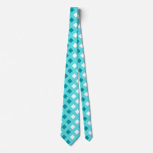 Gravata Xadrez Clássica Turquesa Unisex Colar