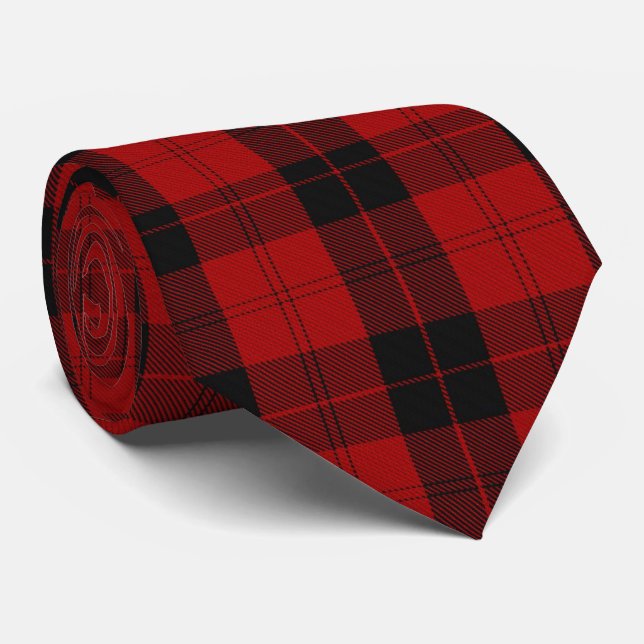 Gravata Xadrez de Buffalo Vermelho Natal Verificado (Rolled)