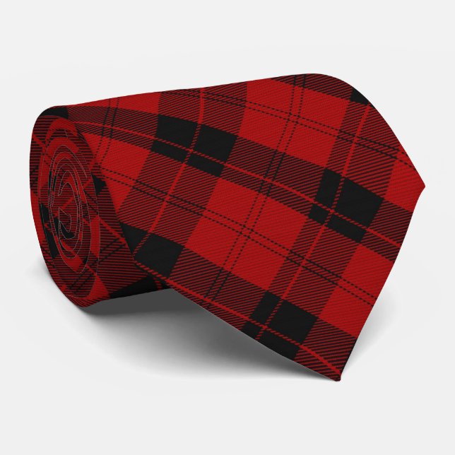 Gravata Xadrez de Buffalo Vermelho Natal Verificado (Rolled)