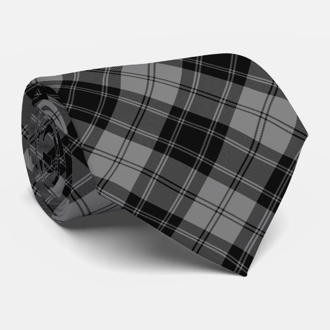 Gravata Xadrez de cinzas pretas Douglas tartan (Rolled)