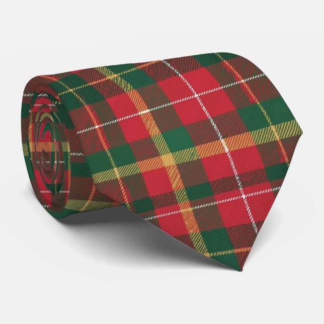 Gravata Xadrez de Natal Vermelho e Verde  (Rolled)